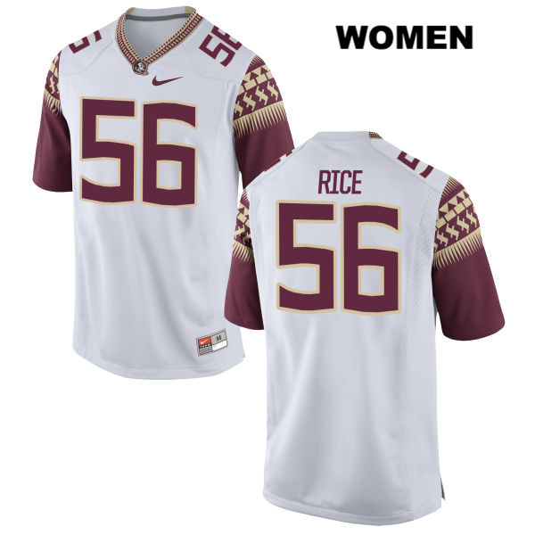 Women's NCAA Nike Florida State Seminoles #56 Emmett Rice College White Stitched Authentic Football Jersey IMU0069TI